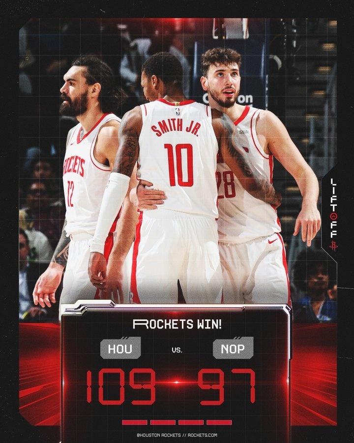 火箭队主场轻取独行侠队，士气高涨